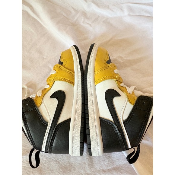 Kids Jordan‎ 1 Mid Toddler Shoes Yellow Black White Size 7C - Picture 5 of 8